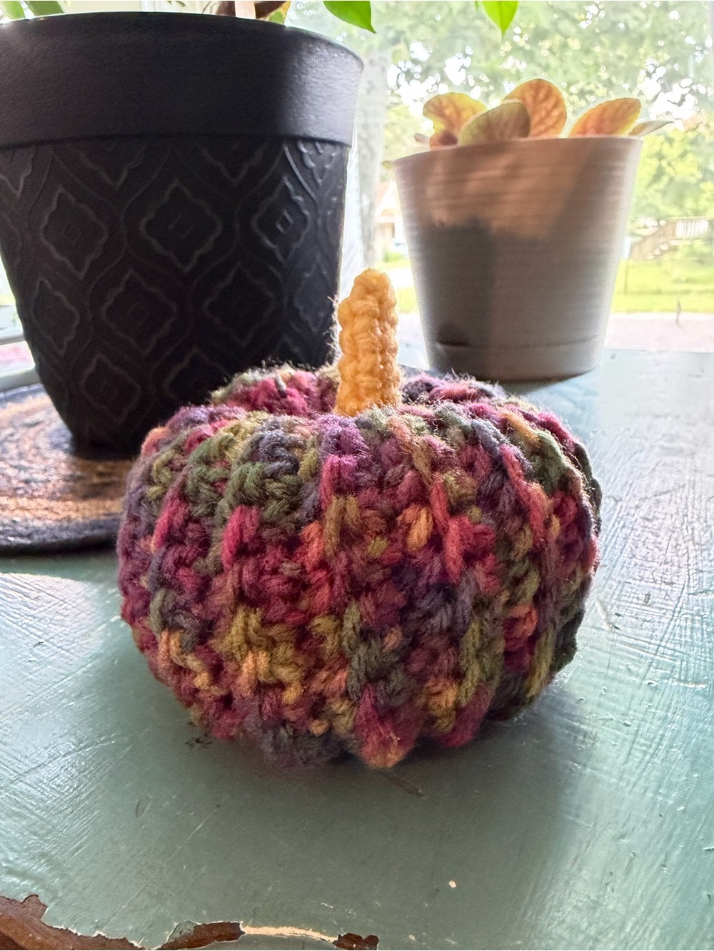 Handmade Multicolor Crochet Pumpkin Accent - Brand: